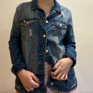 blue jean jacket w distress